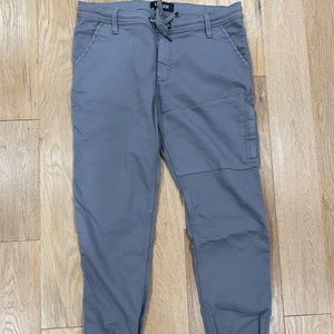 DU/ER Grey denim-feel jogger with cinched ankle.